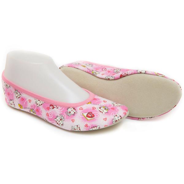 IWA 39 Katze Herz rosa pink Kinder Gymnastikschuhe Turnschläppchen Ballettschläppchen Hausschuhe