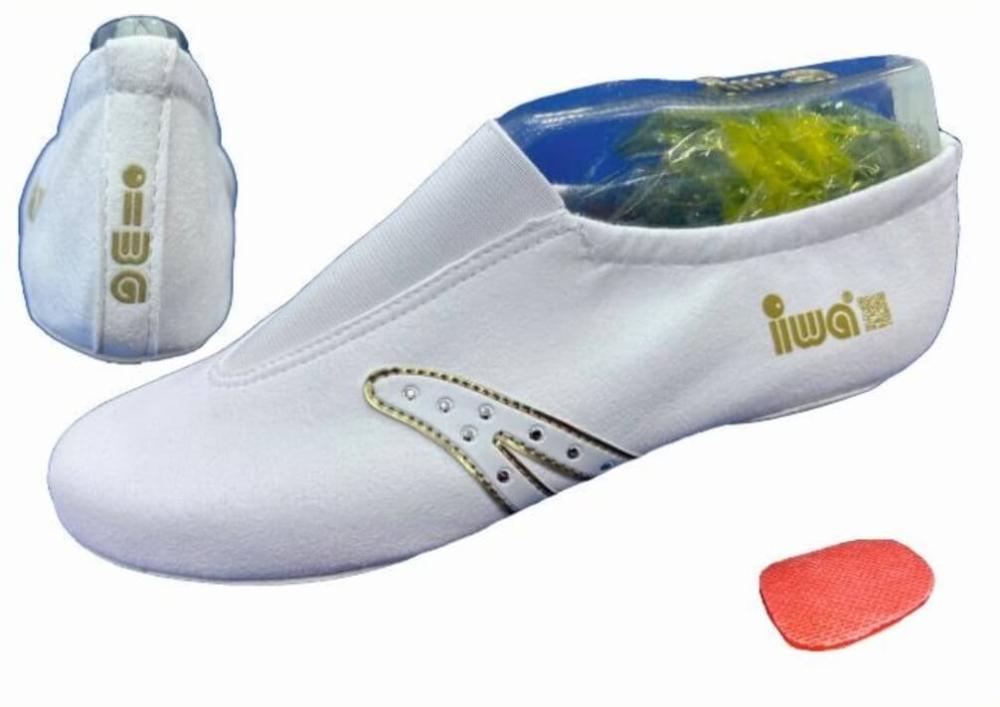 IWA 512 Turnschläppchen Kunstturnschuh in Weiß mit Glanzspots